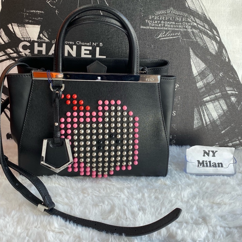 Fendi Vitello Apple Studded Petite 2 Jours Tote